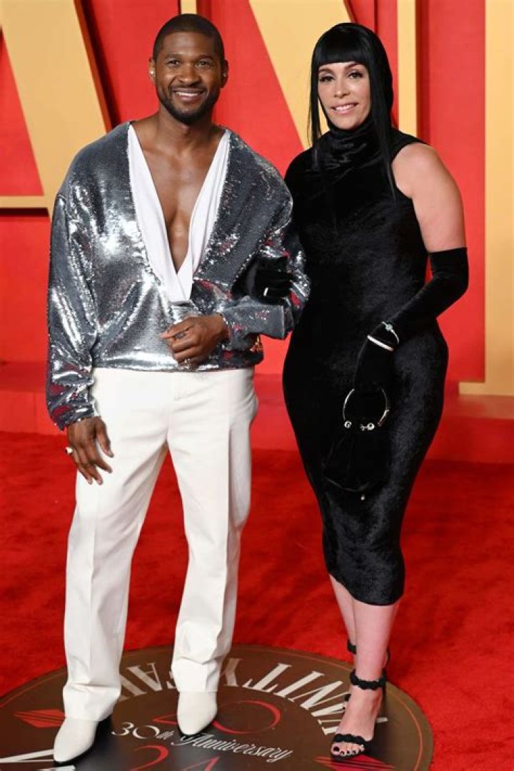 Jennifer Goicoechea and Usher at the Balmain show as part of the Paris Fashion Week Womenswear Fall/Winter 2020/2021
