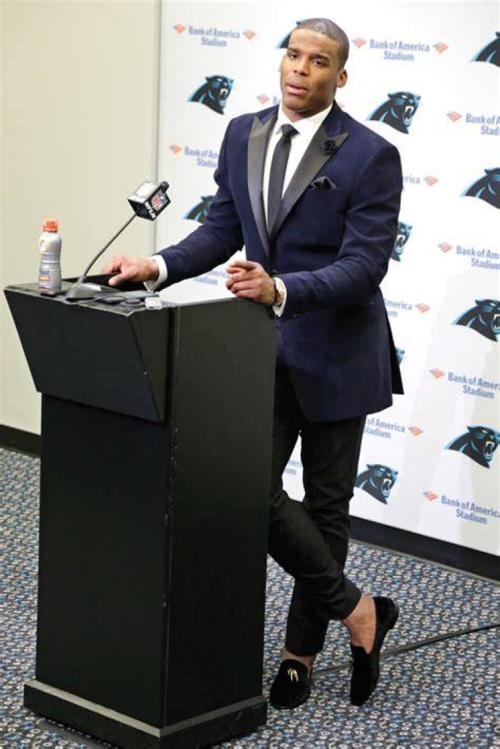 Newton in a press conference after being announced the MVP before Super Bowl Source: dailymail