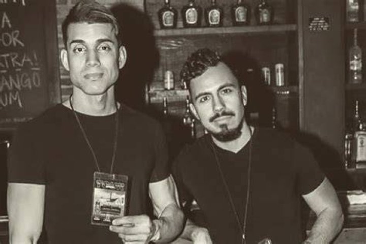 Ruben Sole with his friend in a bar