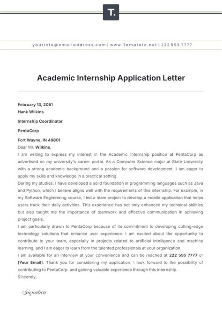Typing a good internship letter Typing a good internship letter